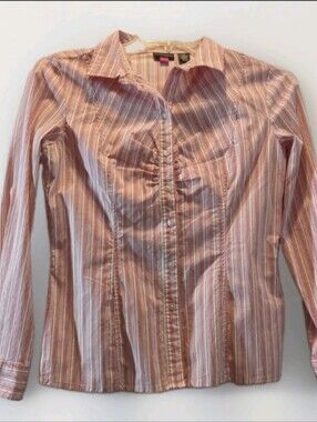 Vintage 1990's Old College Inn Clothing Company Y2k Pink Stripes Fitted Blouse L